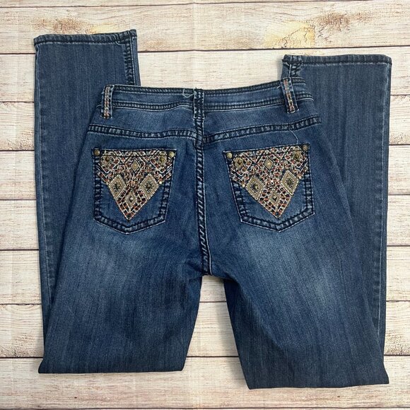 Reba McEntire Jeans Size 6 Embellished Pockets Rhinestone Trim Bootcut Western - Picture 2 of 14